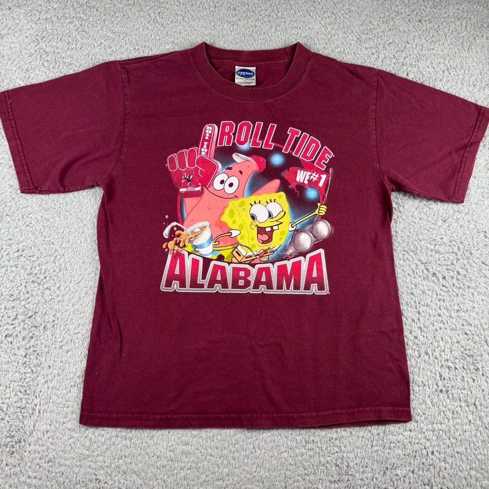 Alabama Crimson Tide Spongebob Square Pants Y2K Vintage Shirt Youth Large